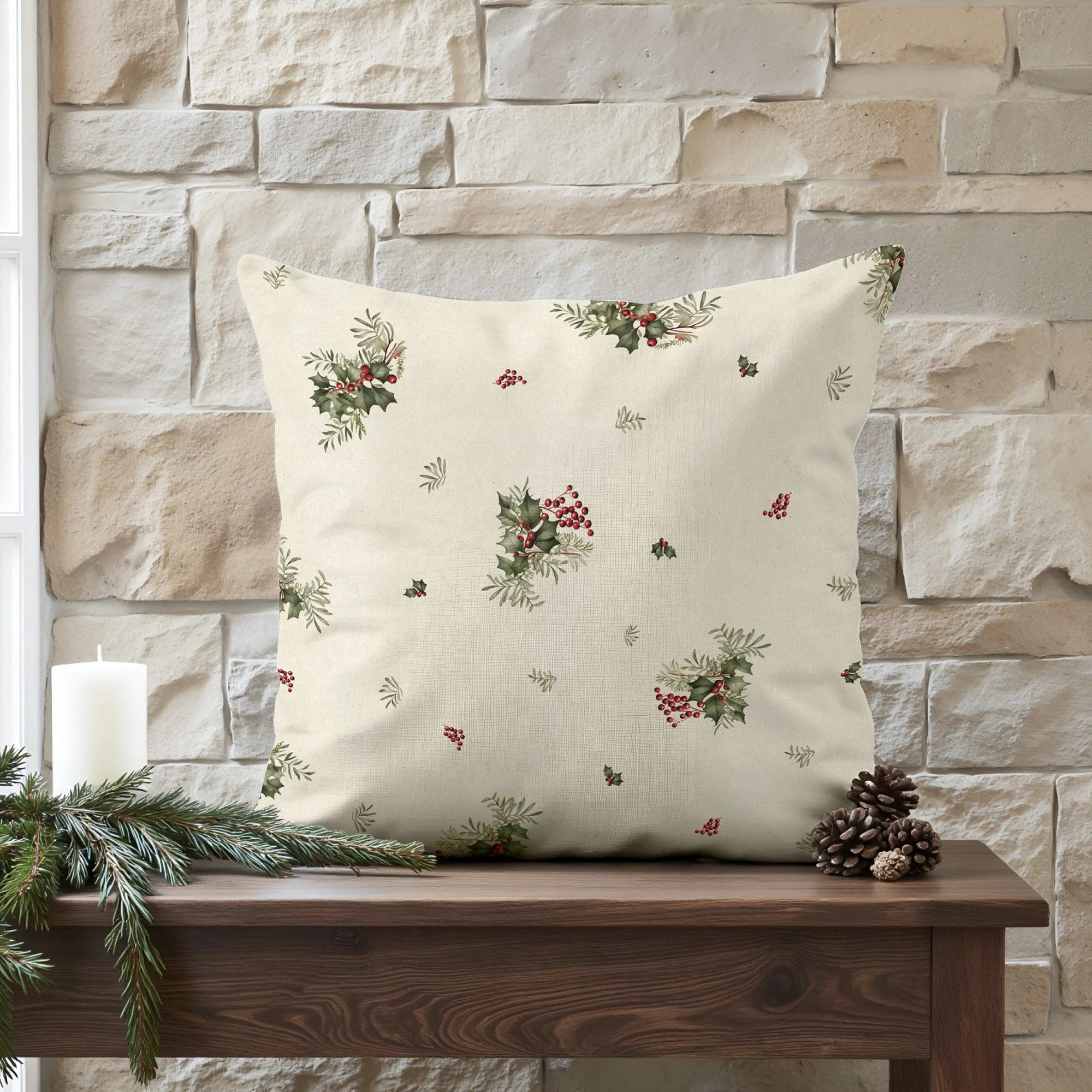 Housse de coussin 100% algodón Winter Holly 50x50 cm