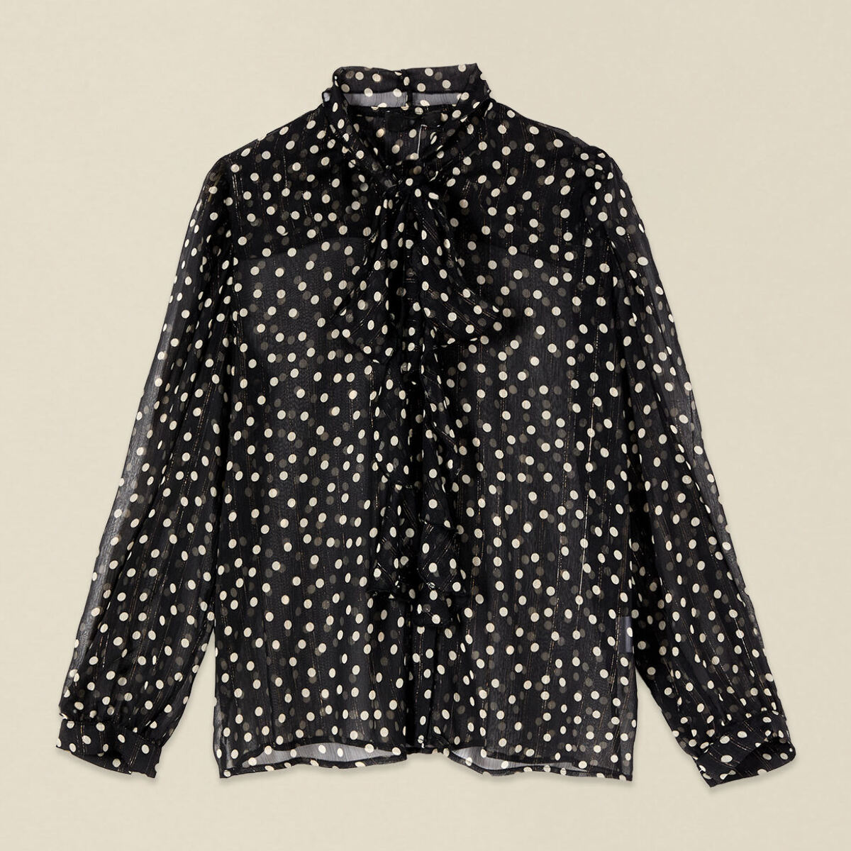 Oltre - Camicia in georgette a pois - Nero
