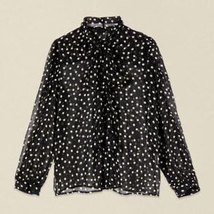 Oltre - Camicia in georgette a pois - Nero
