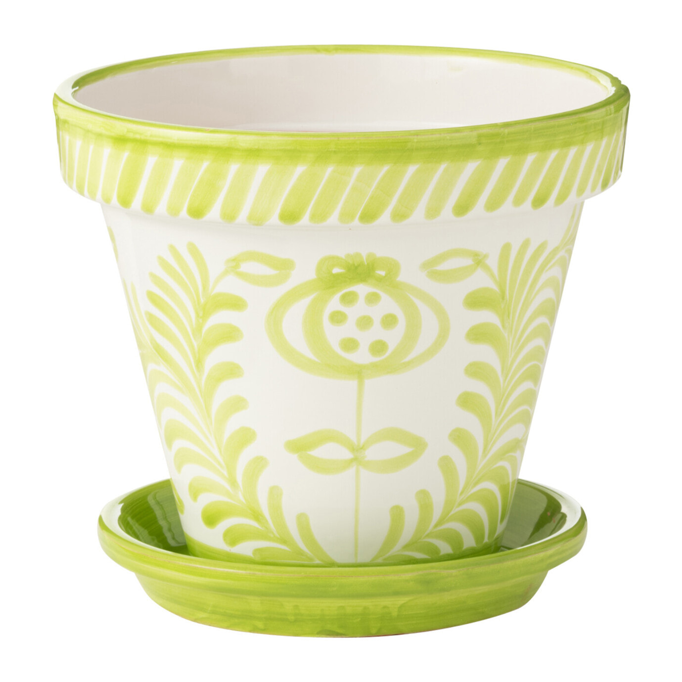 J-Line cache-pot Granada Handmade + Painted - céramique - vert - large - Ø 35 cm