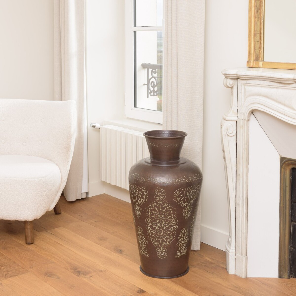 HONORE - Vase aluminium 35x70cm couleur cuivre foncé patine antique