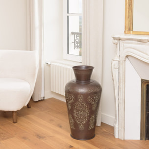 HONORE - Vase aluminium 35x70cm couleur cuivre foncé patine antique