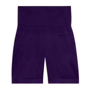 Leggings Corti Seamless con Vita Alta e Inserti in Costina