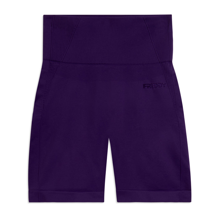 Leggings Corti Seamless con Vita Alta e Inserti in Costina