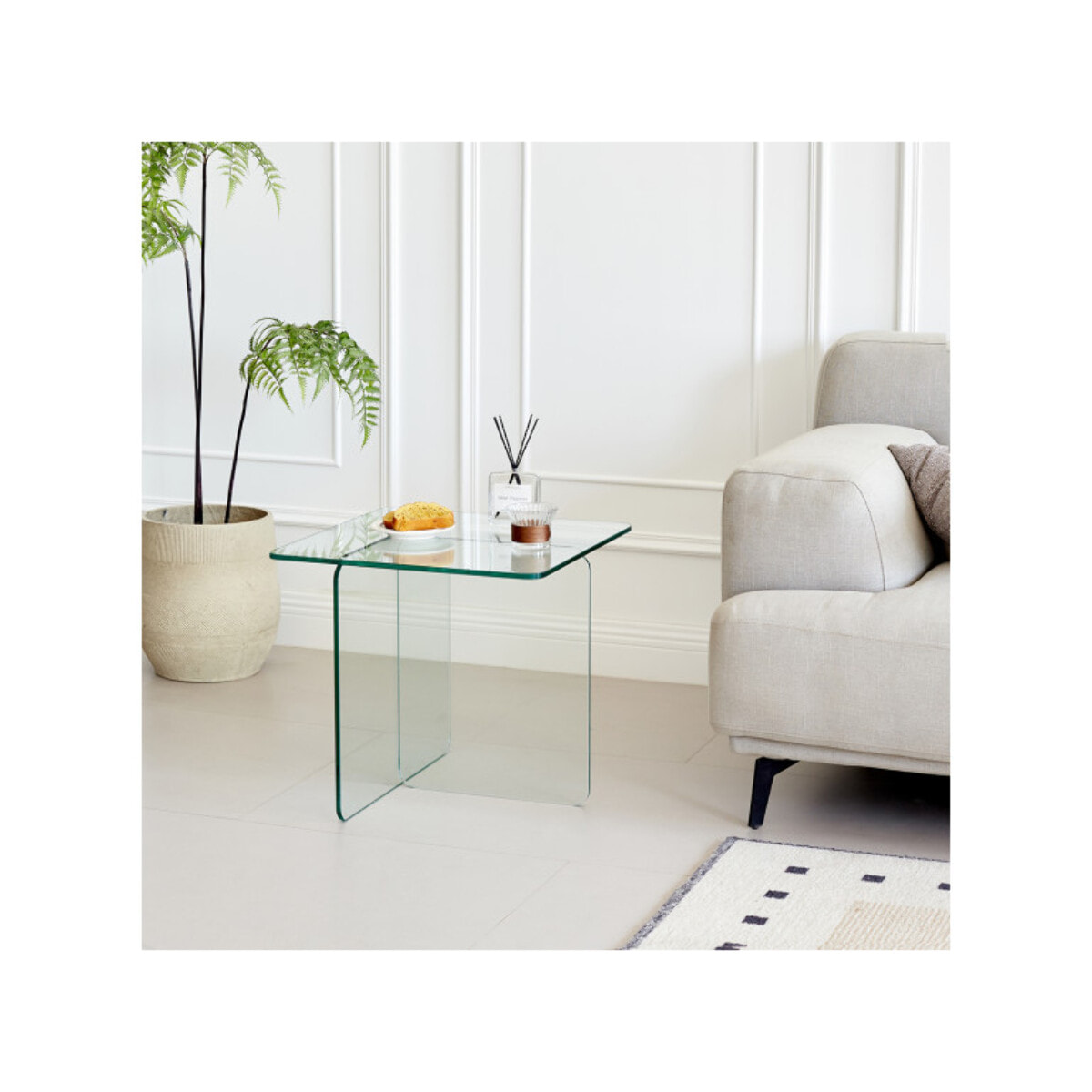 Table basse carrée en verre trempé transparent - BENT