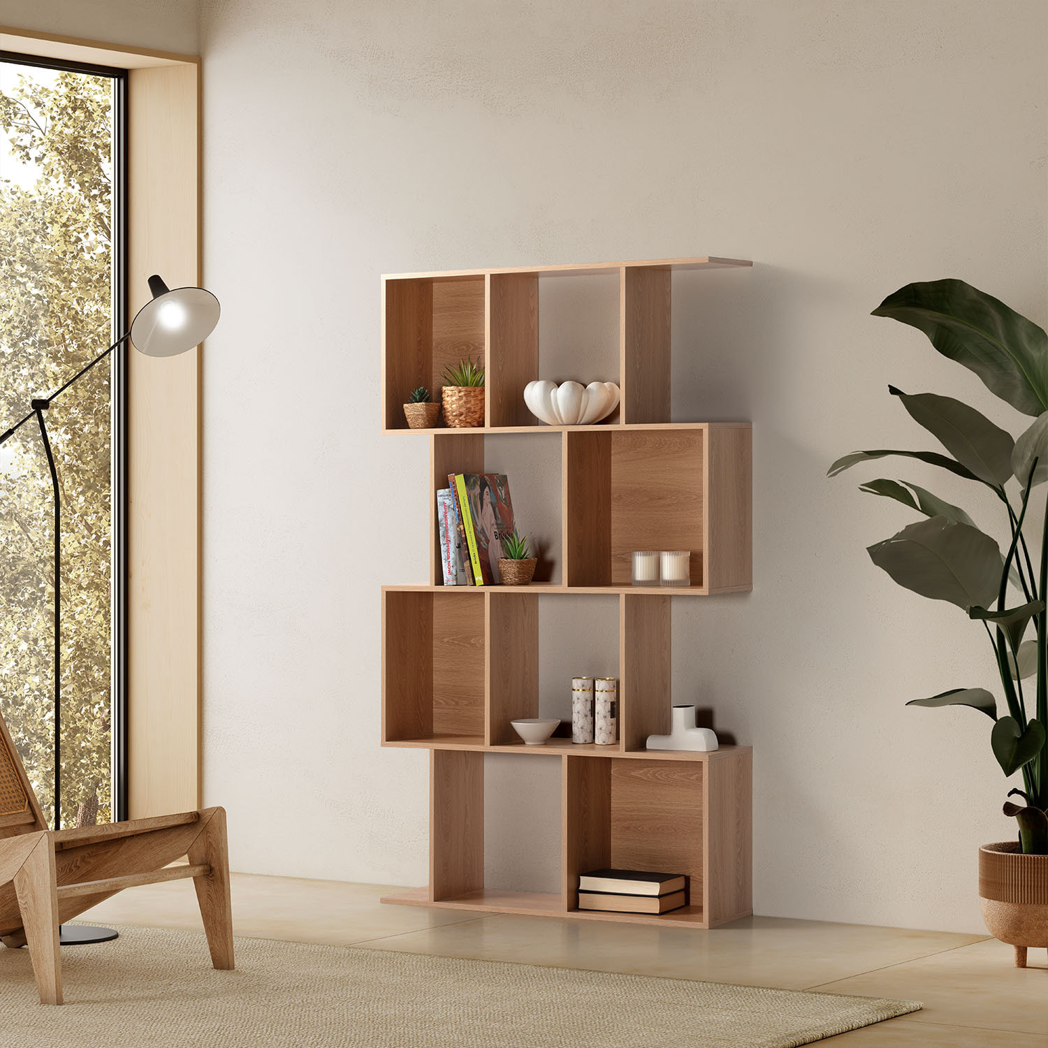 Estantería Nagato 8 huecos efecto Roble