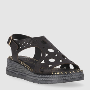 Sandalias de Piel - Negro - Tacón: 5 cm