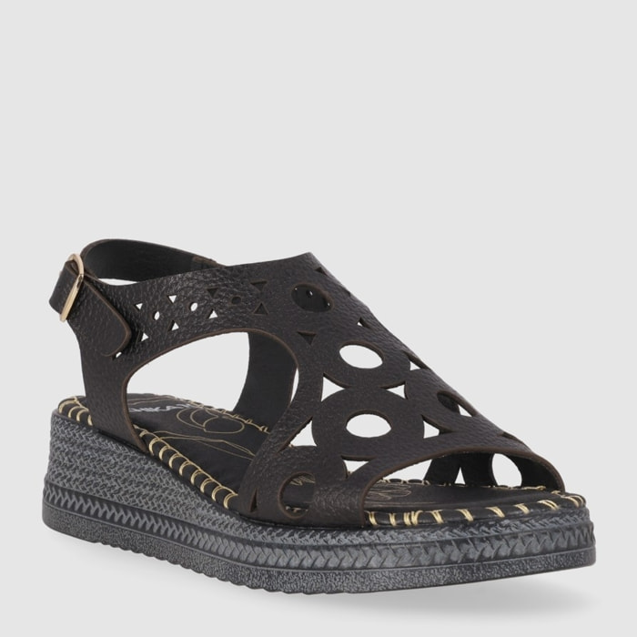 Sandalias de Piel - Negro - Tacón: 5 cm