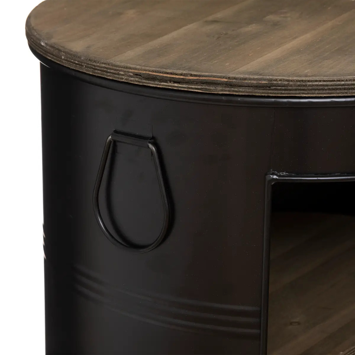 Table d'appoint "Diego" - noir - métal & bois D50 cm