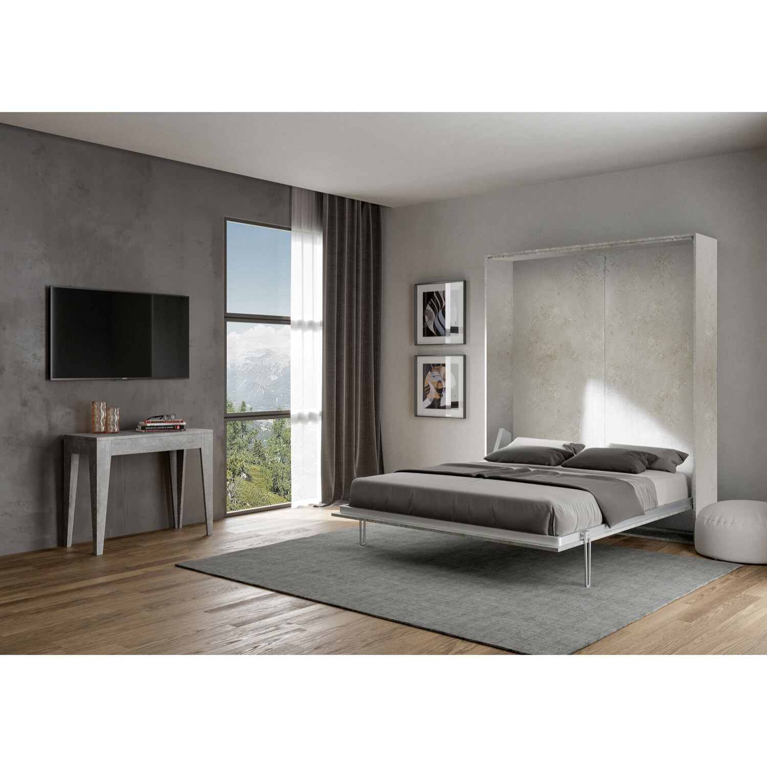 Letto a scomparsa 160 verticale Kentaro Cashmere