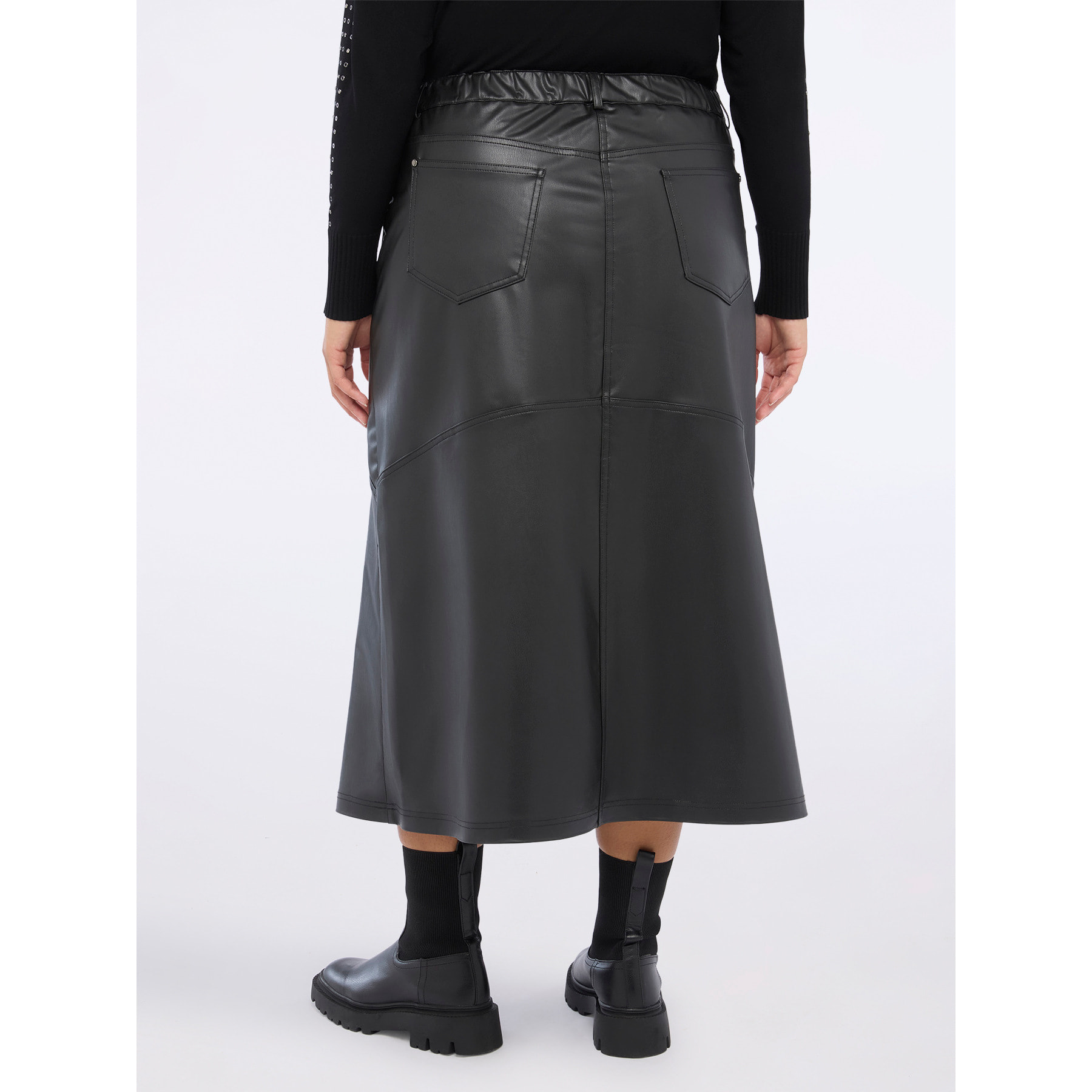 Fiorella Rubino - Gonna tubino lunga in tessuto spalmato - Nero