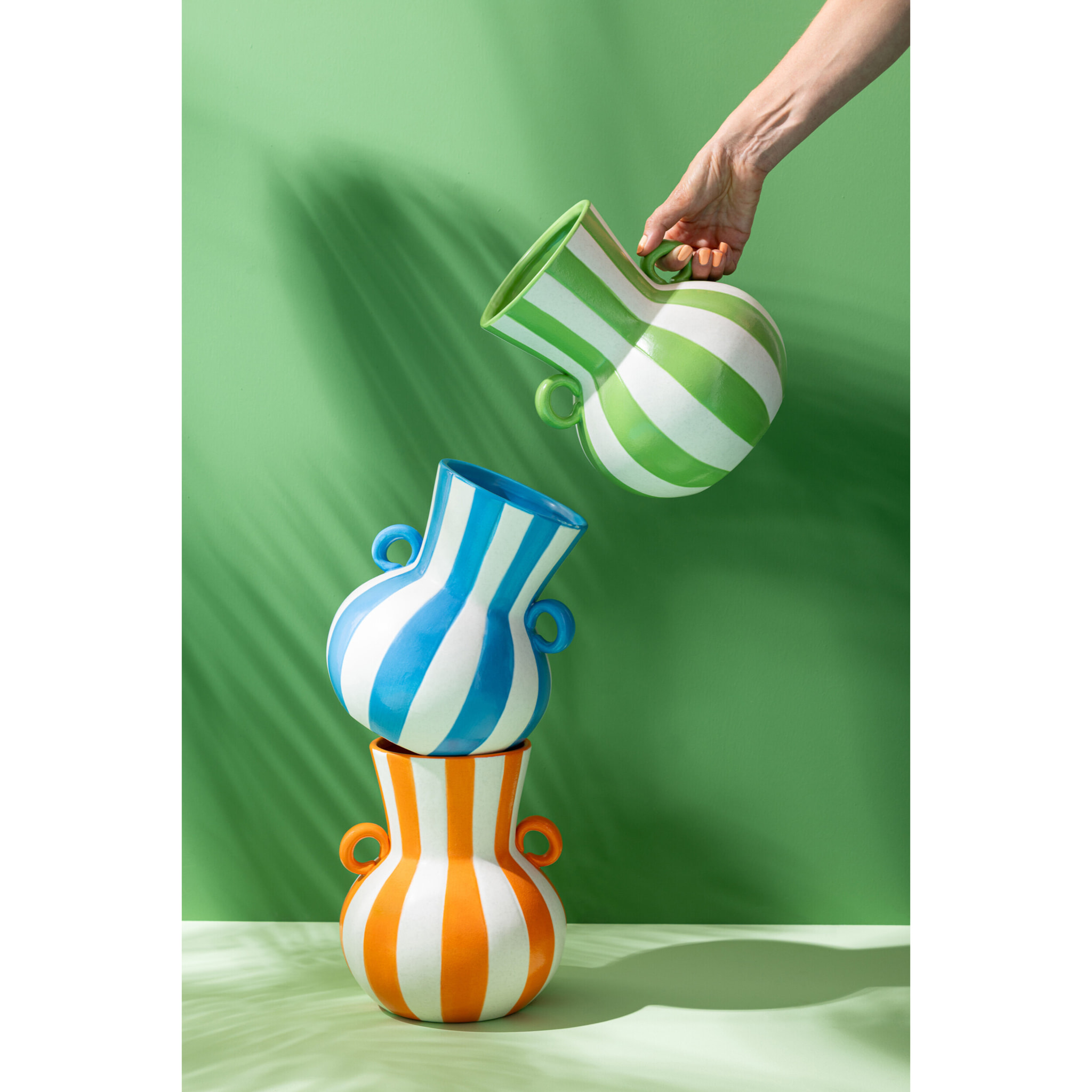 J-Line Vase Ligné - céramique - orange/blanc