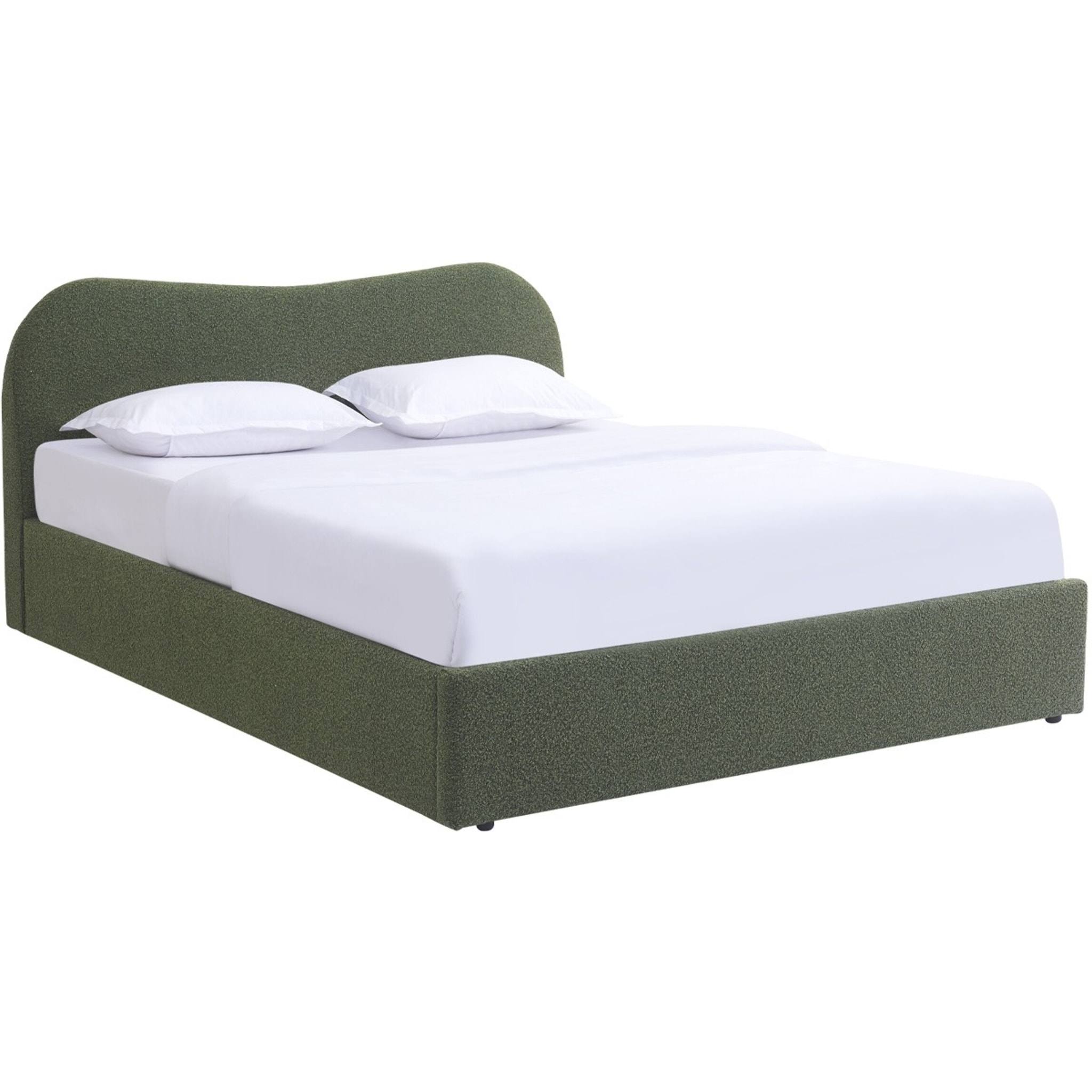 Lit coffre avec tête de lit en tissu bouclé - SUZON