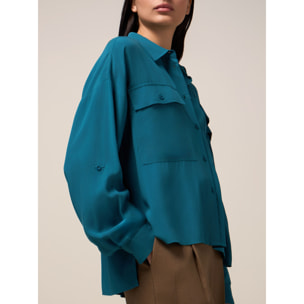 Oltre - Camicia in viscosa con taschini - Ottanio