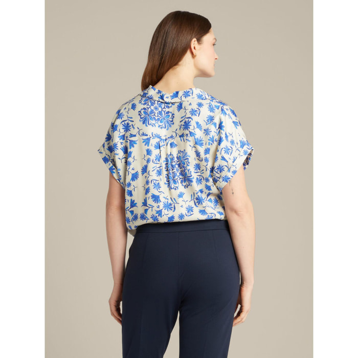 Elena Mirò - Camisa de viscosa ECOVERO™ estampada - Azul aciano