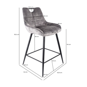 Chaise de bar en velours avec poignée et pieds en métal - ROSA 2