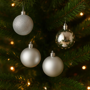 Bola de navidad  x 4 plata.