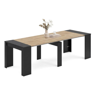 Mesa consola extensible en negro mate y alpine oak 50-235x90 cm Denis Negro Mate - Alpine Oak