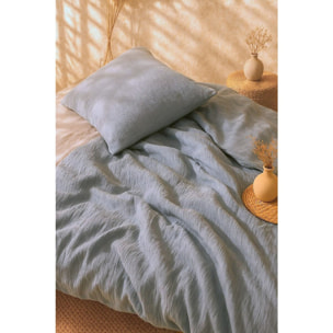 Parure housse de couette gaze de microfibre bleu petrole