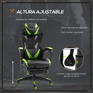 Silla Gaming para Oficina Respaldo Regulable Negro y Verde