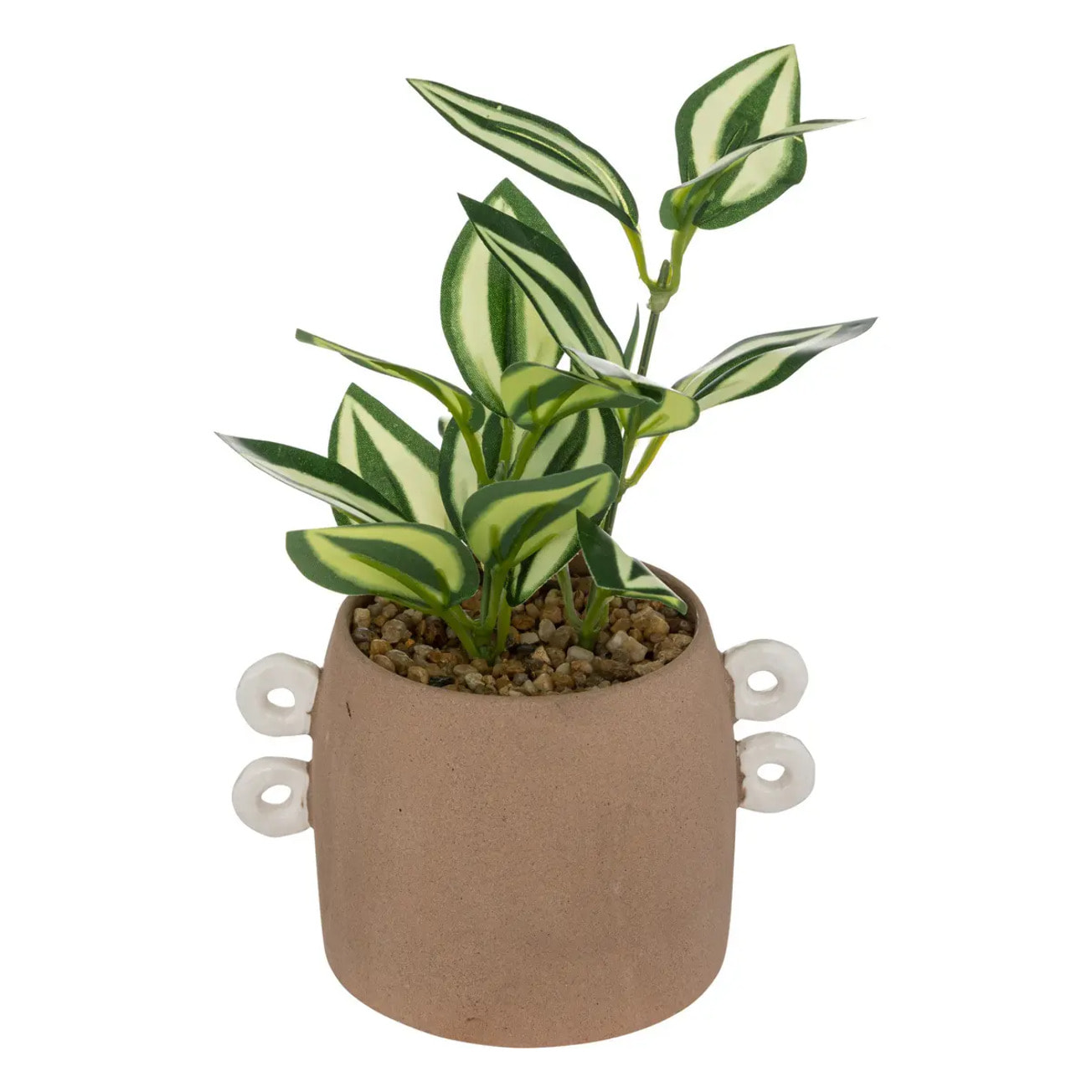 Plante artificielle en pot en céramique H21cm marron cannelle