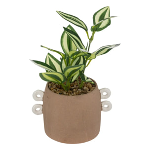 Plante artificielle en pot en céramique H21cm marron cannelle