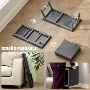 Mesa Reclinable para Cama y Sofá, Bandeja Plegable con Cajón Lateral, para Ordenador Portátil y Libros, con Cinco Alturas, Patas Ajustables, Mesita Auxiliar de Bambú y MDF, 83,5x33x34 cm, Negro