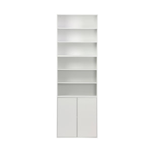 Etagère, bibliothèque modulable décor bois 3 éléments - 2 portes 5 étagères KOMPO