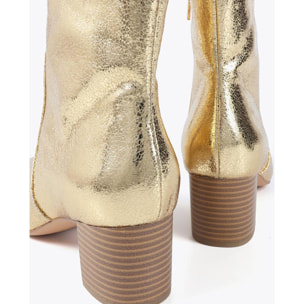 Stivaletto Metallizzato con Tacco Effetto Legno