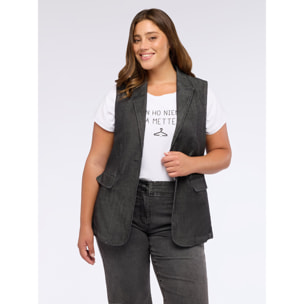 Fiorella Rubino - Blazer senza maniche in denim - Nero