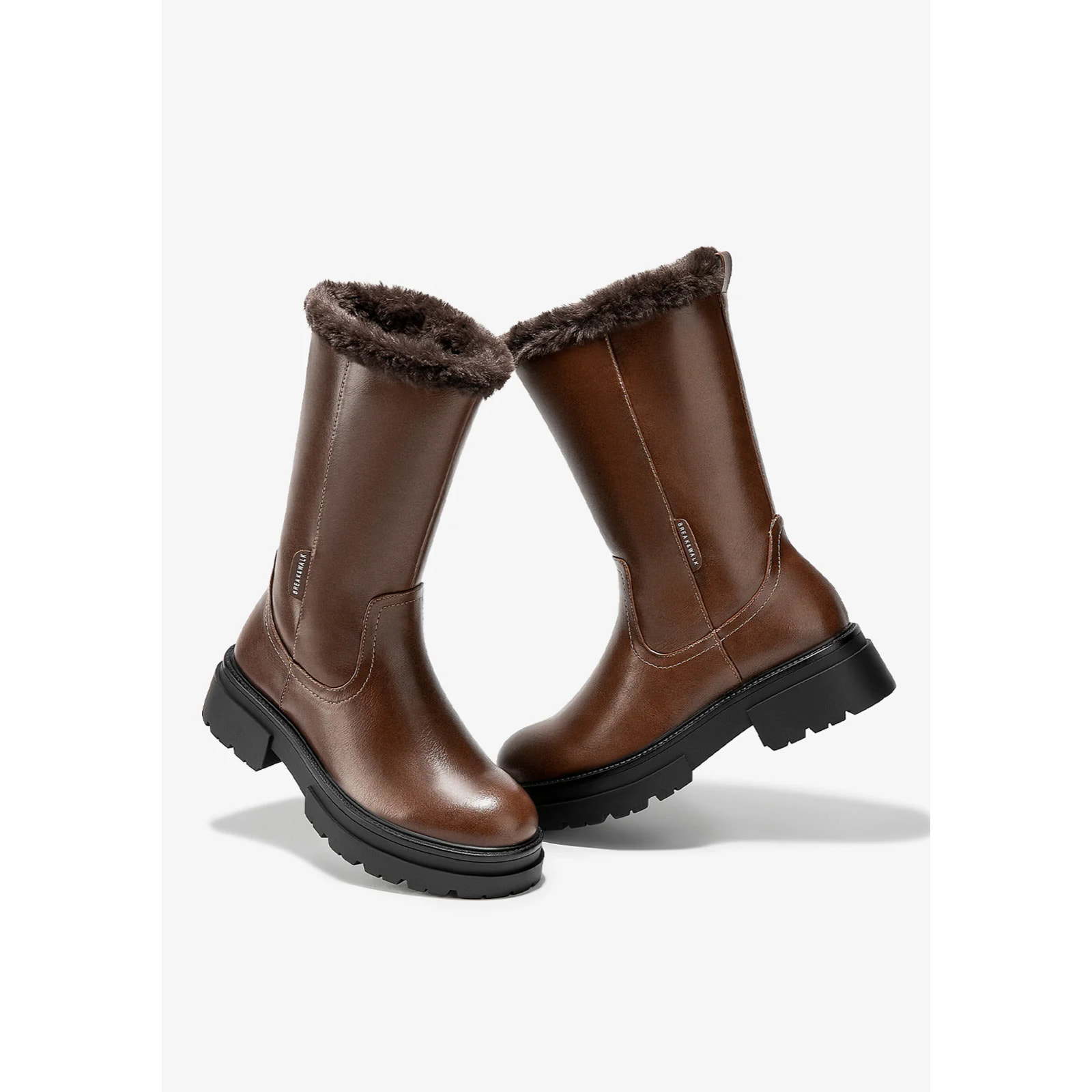 Stivale marrone a metà polpaccio con fodera