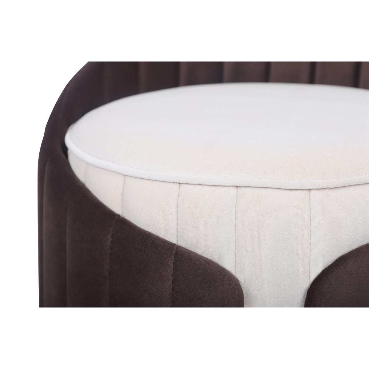 Pouf Corvin 100 in velluto avorio e marrone