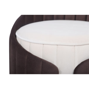 Pouf Corvin 100 in velluto avorio e marrone