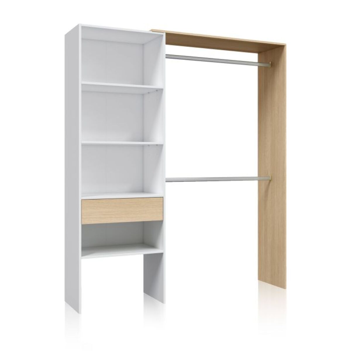 Armario Vestidor Aura Blanco Artik (Blanco Mate) - Roble Canadian