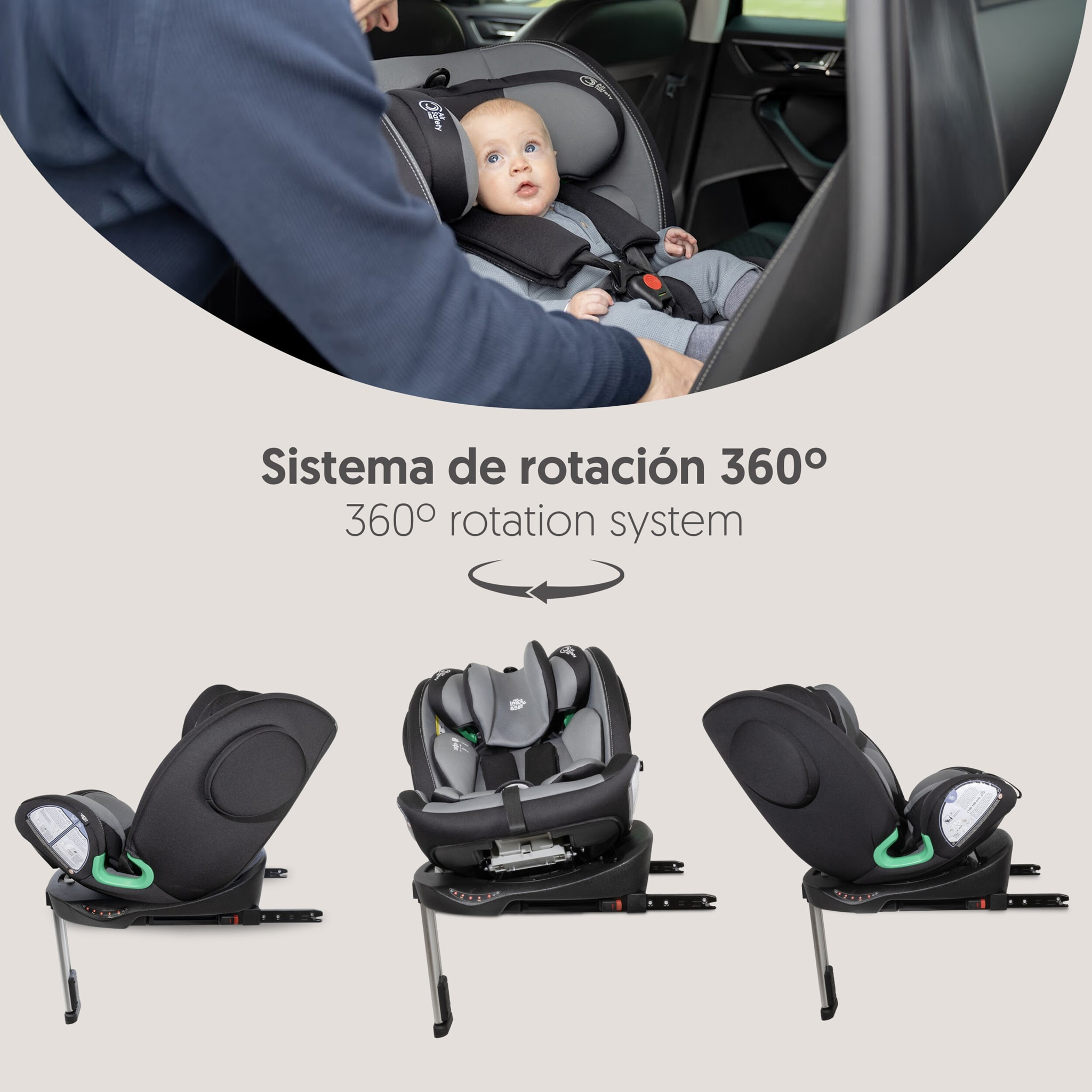 Silla Coche Bebé Modelo "PAX"  i-Size ISOFIX 360°