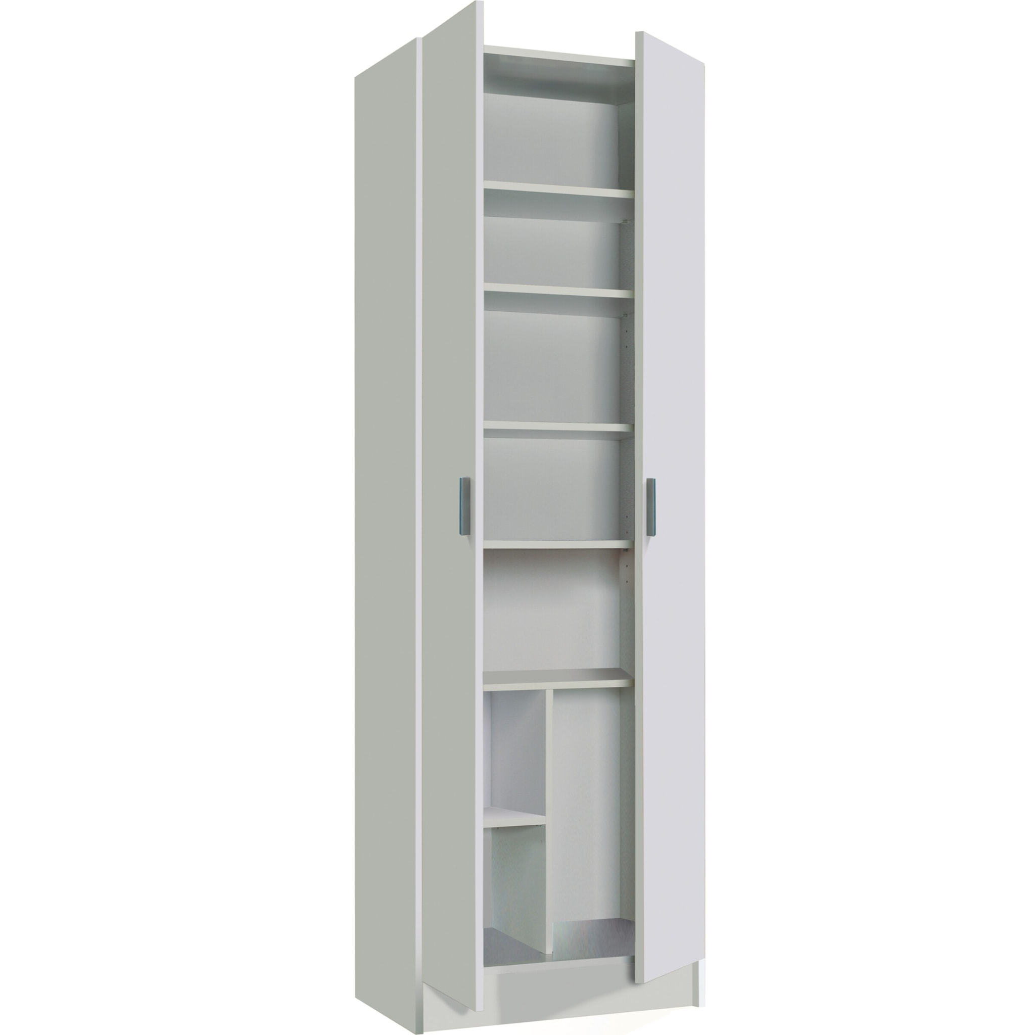 Armadio Multiuso a Colonna Bianco con 2 Ante e 8 Ripiani – Scarpiera Portascarpe per Ingresso o Camera da Letto, Design Moderno, 59x37x180 cm