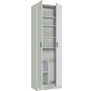 Armadio Multiuso a Colonna Bianco con 2 Ante e 8 Ripiani – Scarpiera Portascarpe per Ingresso o Camera da Letto, Design Moderno, 59x37x180 cm