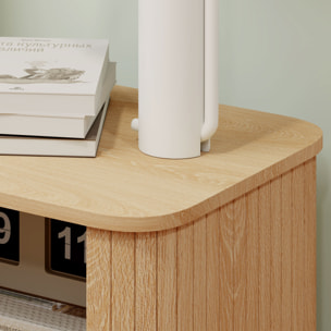 Mesita de Noche Mesilla de Noche Dormitorio con Puertas Correderas 2 Estantes y Patas de Acero Estilo Escandinavo para Salón 48x40x48 cm Roble