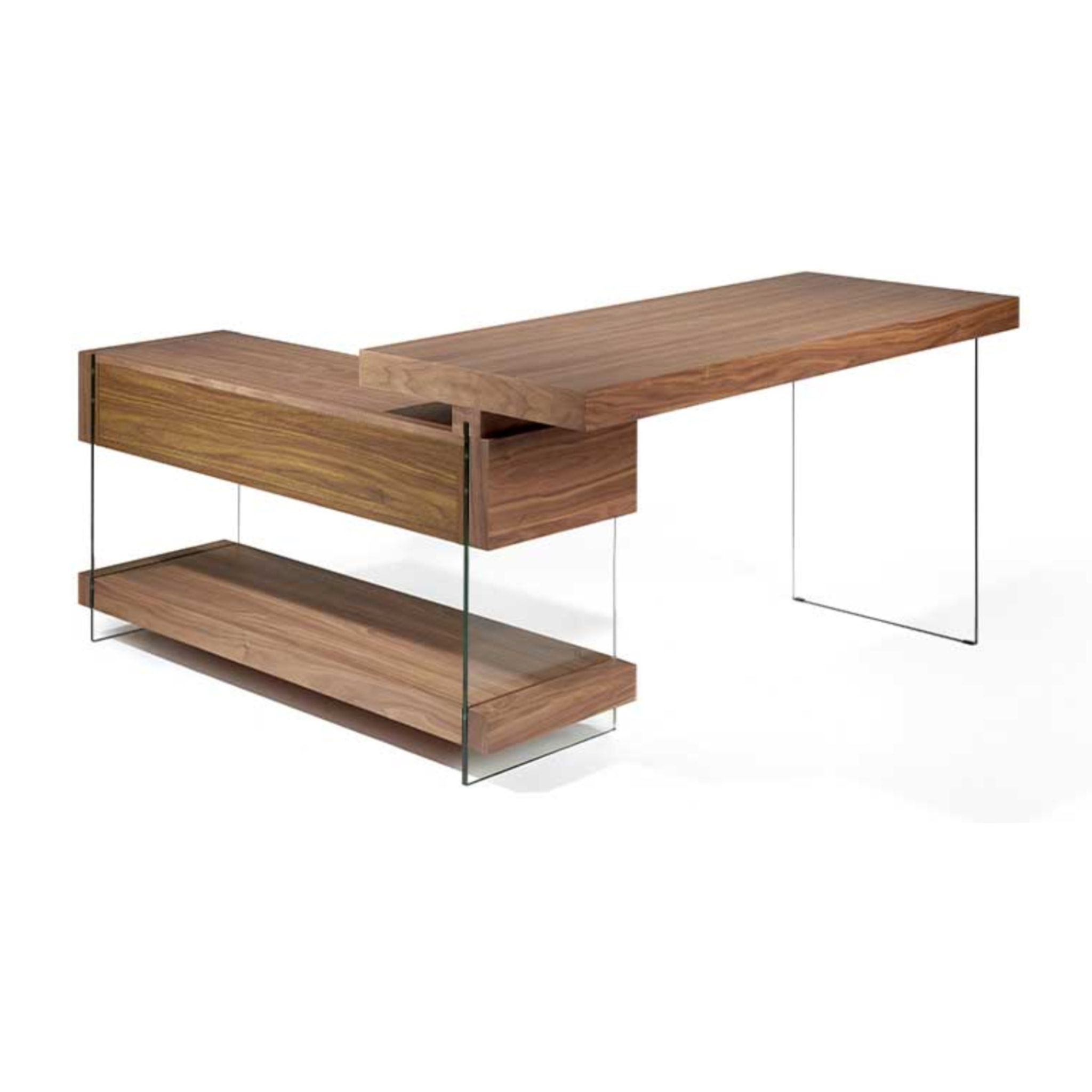 Escritorio – Nogal y cristal templado