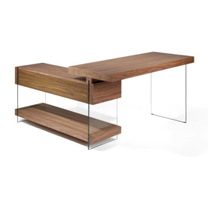 Escritorio – Nogal y cristal templado