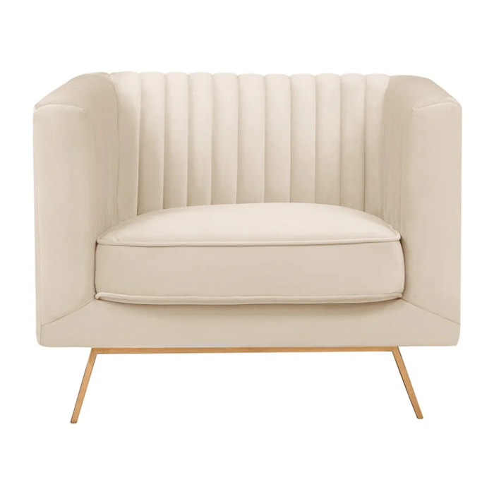 Fauteuil en velours beige - Gatsby