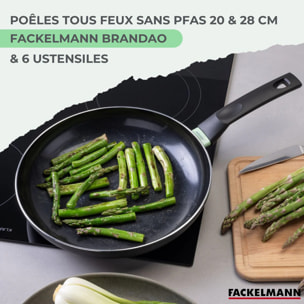 Ensemble de 2 poêles de 20 et 28 cm et 6 ustensiles Fackelmann Brandao