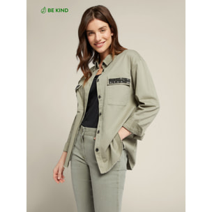 Elena Mirò - Camisa de algodón sostenible con bordados - Verde claro
