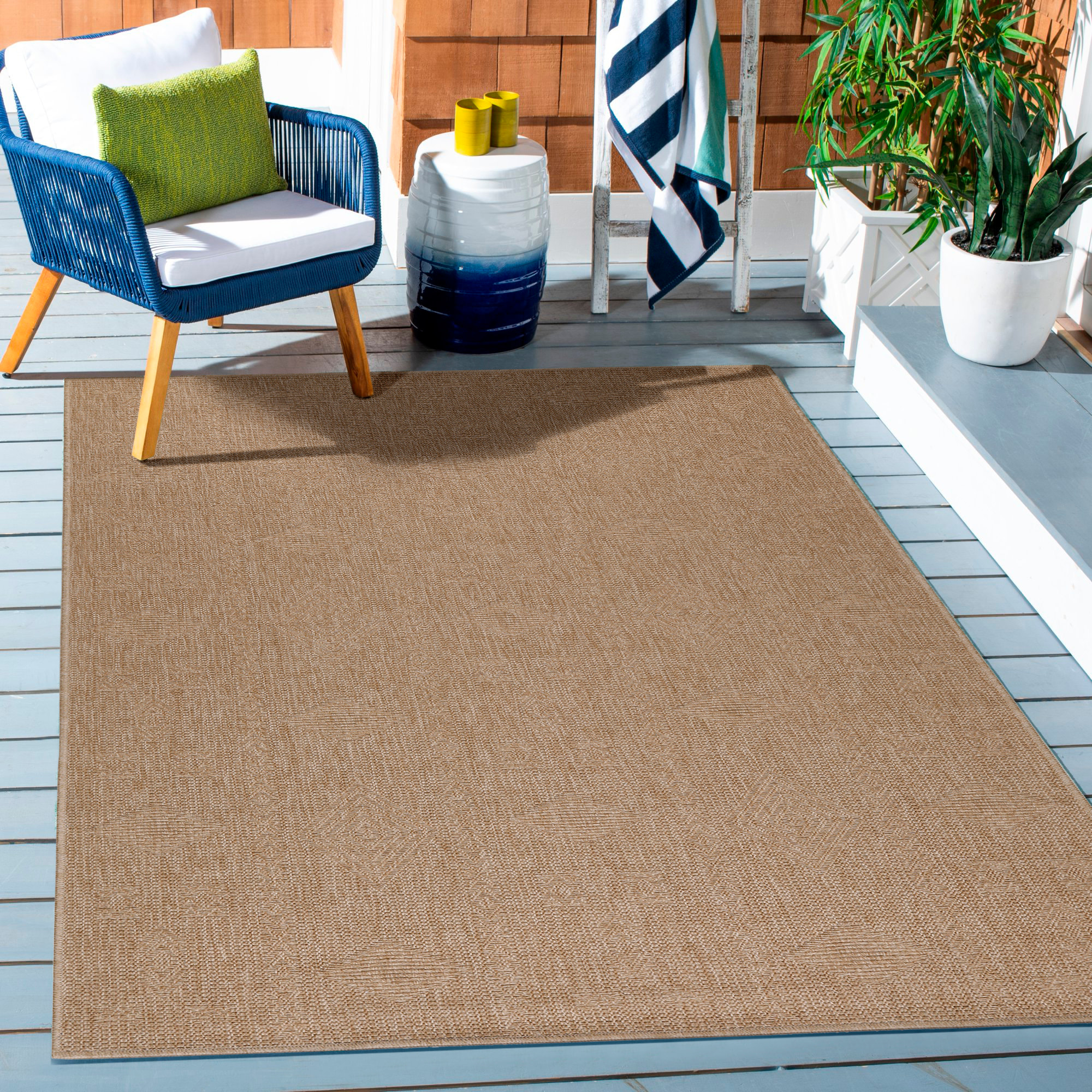 DHAKA - Tapis intérieur/extérieur aspect jute uni beige