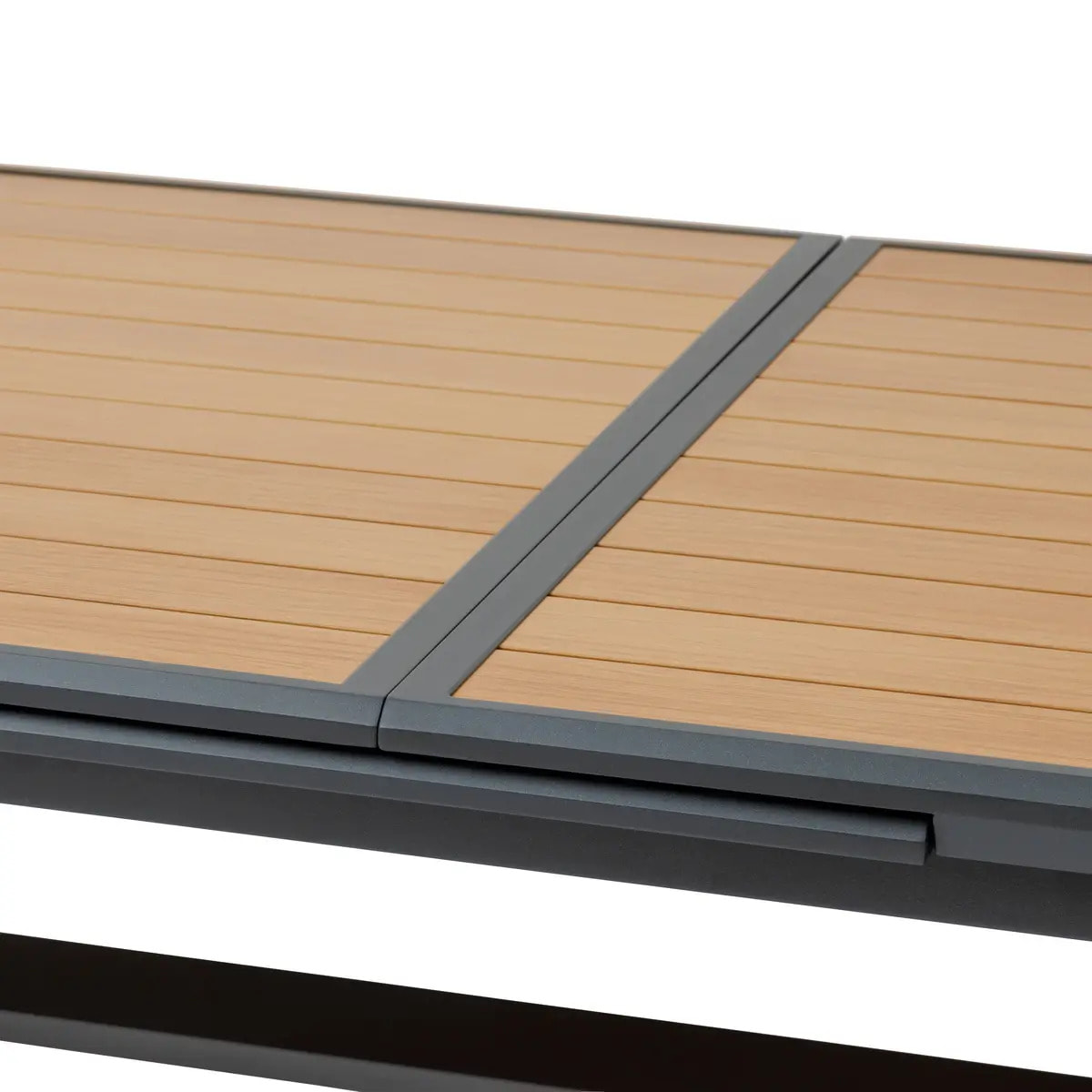 Table de jardin extensible "Axiome" effet bois honey & graphite 10 places en aluminium