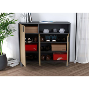 Zapatero Gotemburgo melamina grafito puertas impresión vallado 88x100x37 cm