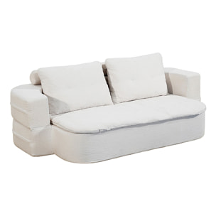 Canapé compressé convertible + couette en velours côtelé beige ROSTOCK