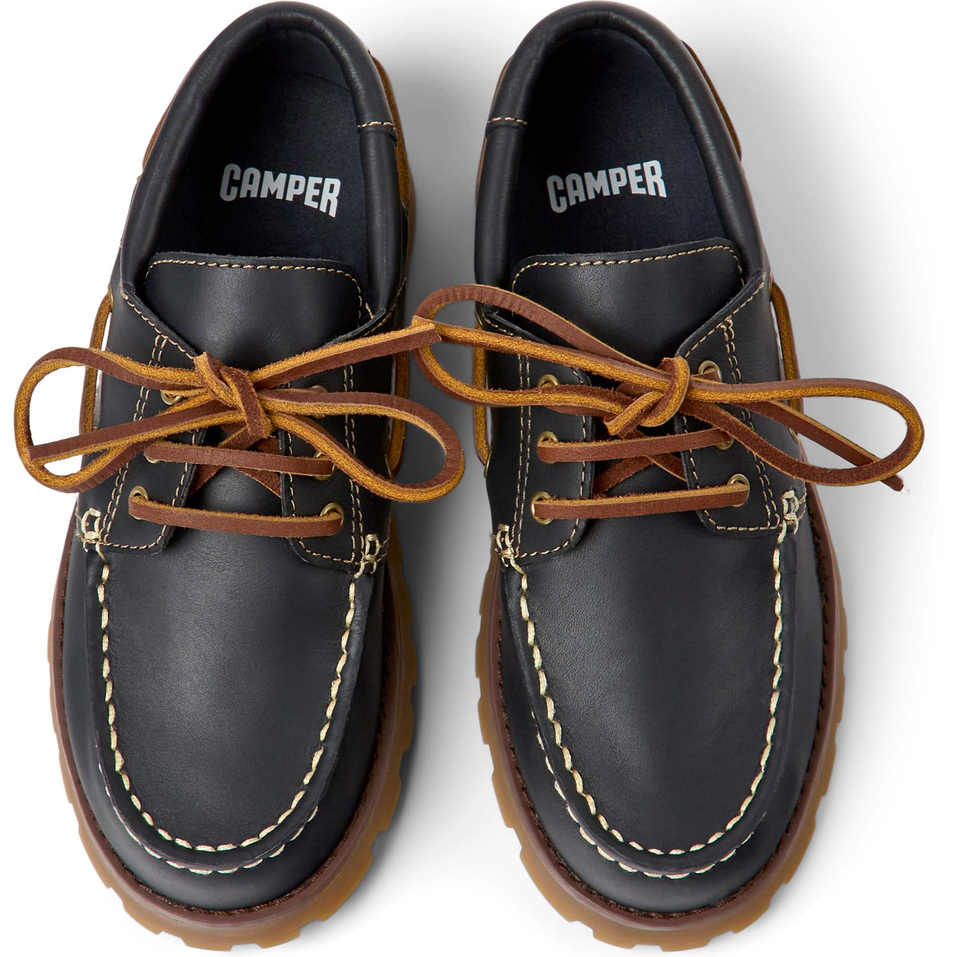 Zapatos de cordones - CAMPER Compas - Marron - Cuero liso
