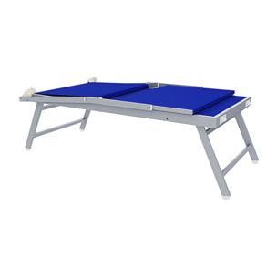 Coppia Di Lettini Prendisole Pieghevole Professionale Alluminio Tessuto Textilene Tettuccio Orientabile Parasole Sdraio Mare Spiaggia 182x60x38 cm Blu