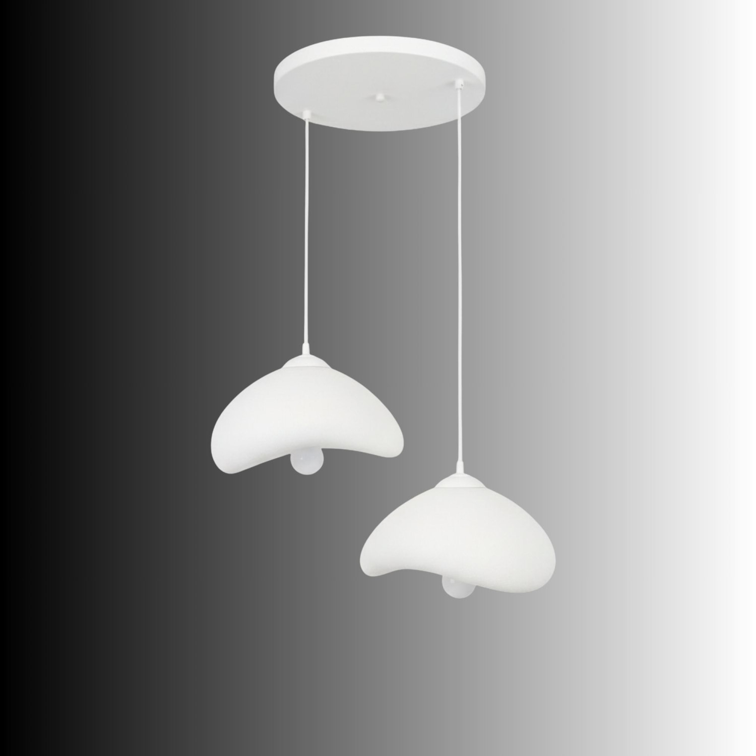 Luminaire design 2 suspensions en fibre de verre blanc SELVA